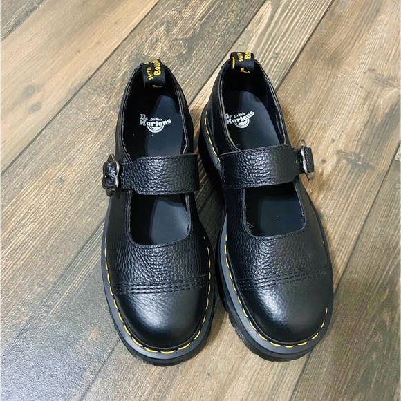 Dr. Martens Black Dress Shoes with Yellow Stitching - Picture 2 of 4